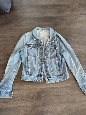 Free People Light Blue Denim Trucker Jacket